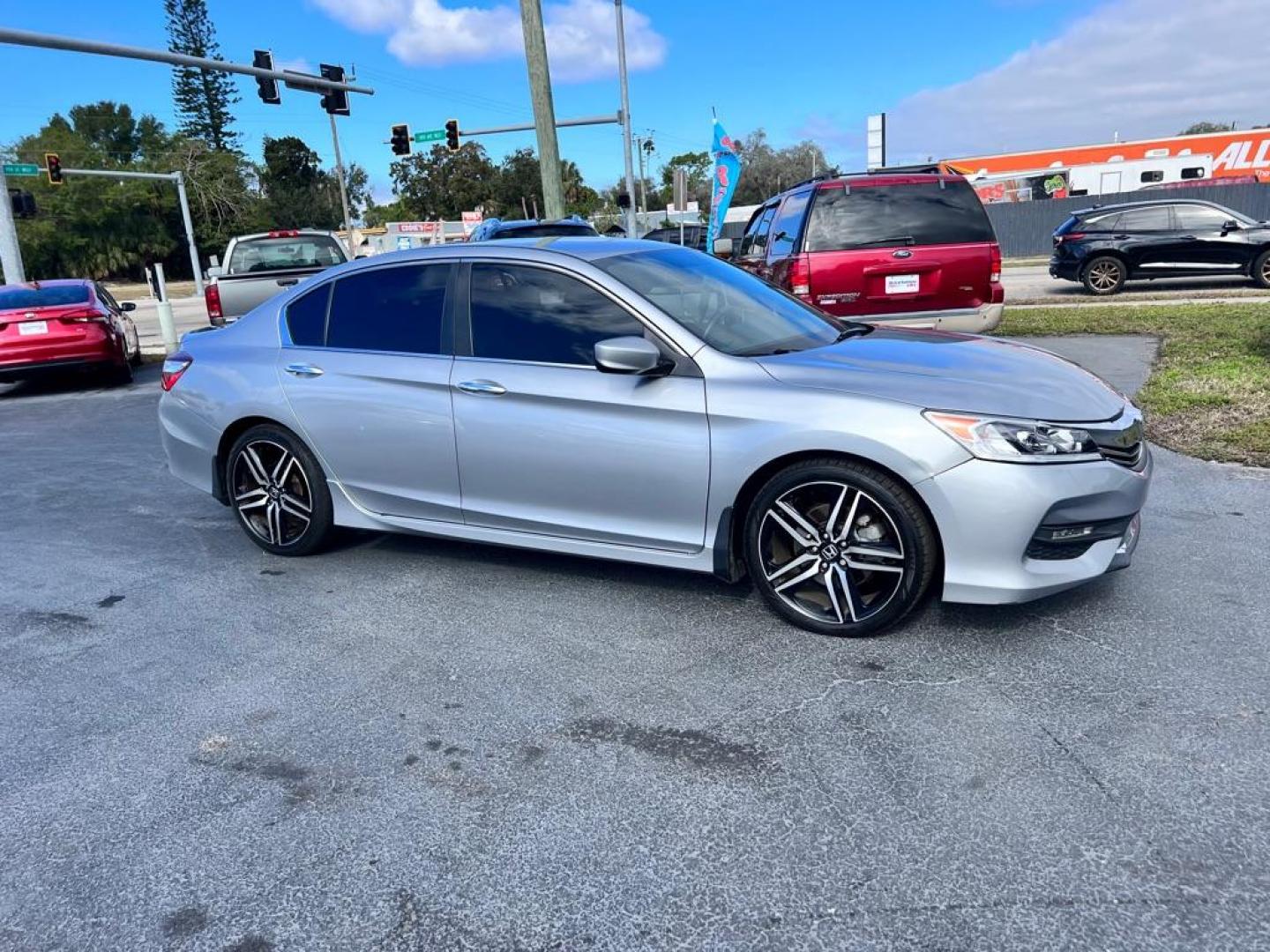 2017 SILVER HONDA ACCORD SPORT (1HGCR2F53HA) with an 2.4L engine, Continuously Variable transmission, located at 2929 9th St. West, Bradenton, 34205, (941) 242-2810, 27.473591, -82.570679 - Photo#0