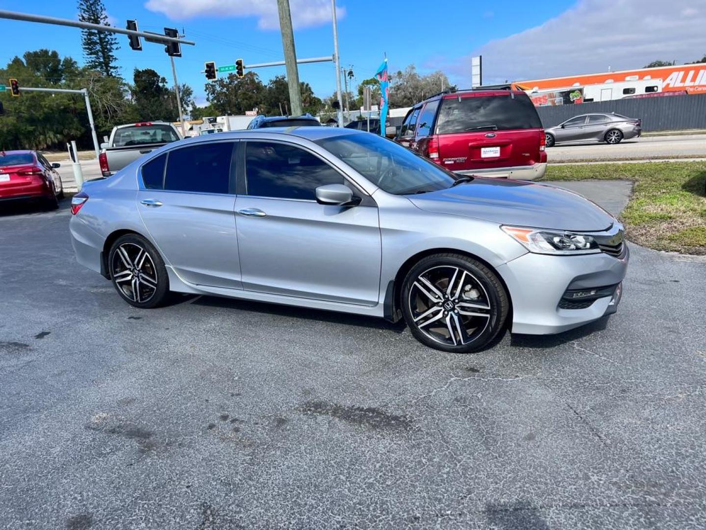 2017 SILVER HONDA ACCORD SPORT (1HGCR2F53HA) with an 2.4L engine, Continuously Variable transmission, located at 2929 9th St. West, Bradenton, 34205, (941) 242-2810, 27.473591, -82.570679 - Photo#1