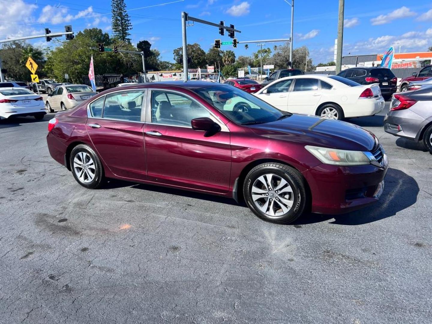 2013 RED HONDA ACCORD LX (1HGCR2F36DA) with an 2.4L engine, Continuously Variable transmission, located at 2929 9th St. West, Bradenton, 34205, (941) 242-2810, 27.473591, -82.570679 - Photo#0