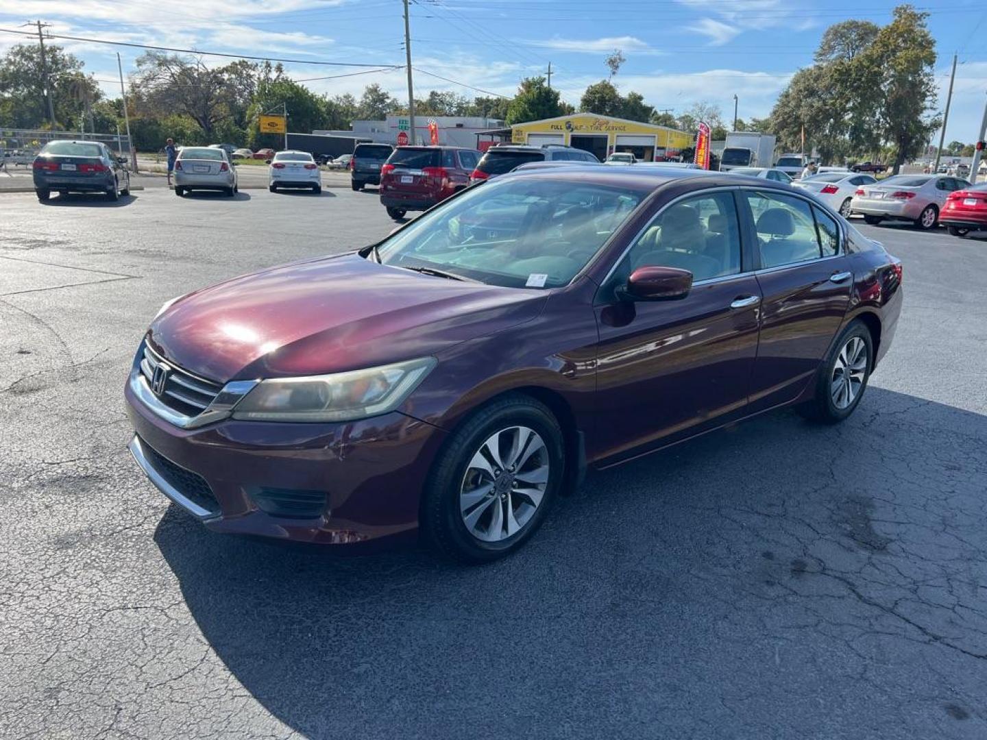 2013 RED HONDA ACCORD LX (1HGCR2F36DA) with an 2.4L engine, Continuously Variable transmission, located at 2929 9th St. West, Bradenton, 34205, (941) 242-2810, 27.473591, -82.570679 - Photo#3