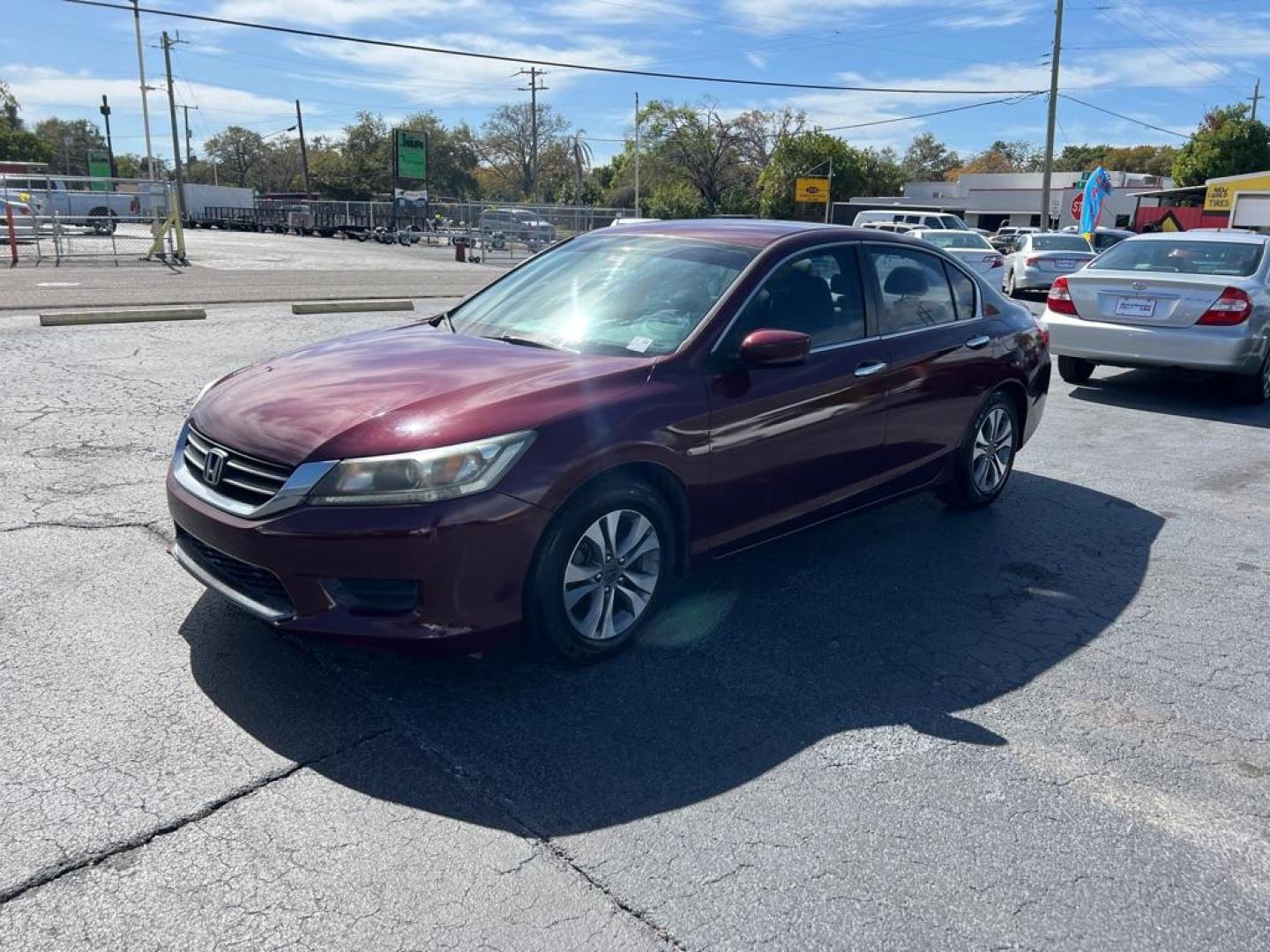 2013 RED HONDA ACCORD LX (1HGCR2F38DA) with an 2.4L engine, Continuously Variable transmission, located at 2929 9th St. West, Bradenton, 34205, (941) 242-2810, 27.473591, -82.570679 - Photo#3