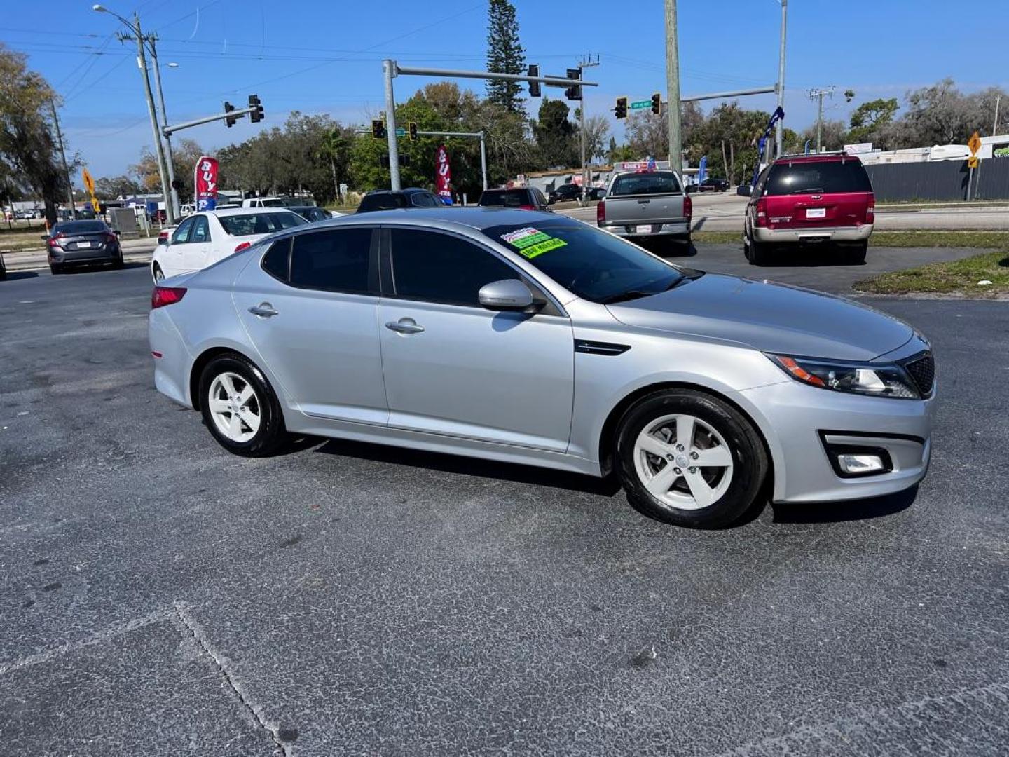 2014 SILVER KIA OPTIMA LX (KNAGM4A73E5) with an 2.4L engine, Automatic transmission, located at 2929 9th St. West, Bradenton, 34205, (941) 242-2810, 27.473591, -82.570679 - Photo#0