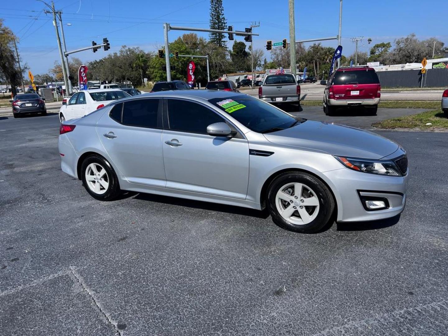 2014 SILVER KIA OPTIMA LX (KNAGM4A73E5) with an 2.4L engine, Automatic transmission, located at 2929 9th St. West, Bradenton, 34205, (941) 242-2810, 27.473591, -82.570679 - Photo#1