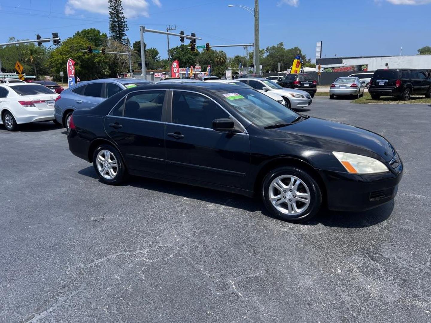 2007 BLACK HONDA ACCORD EX (1HGCM56857A) with an 2.4L engine, Automatic transmission, located at 2929 9th St. West, Bradenton, 34205, (941) 242-2810, 27.473591, -82.570679 - Photo#0