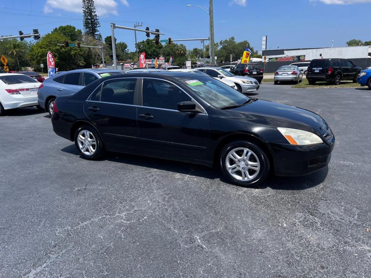 2007 BLACK HONDA ACCORD EX (1HGCM56857A) with an 2.4L engine, Automatic transmission, located at 2929 9th St. West, Bradenton, 34205, (941) 242-2810, 27.473591, -82.570679 - Photo#1