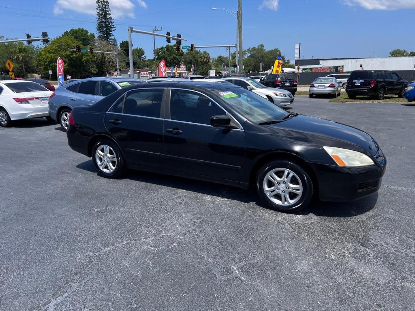 2007 BLACK HONDA ACCORD EX (1HGCM56857A) with an 2.4L engine, Automatic transmission, located at 2929 9th St. West, Bradenton, 34205, (941) 242-2810, 27.473591, -82.570679 - Photo#2